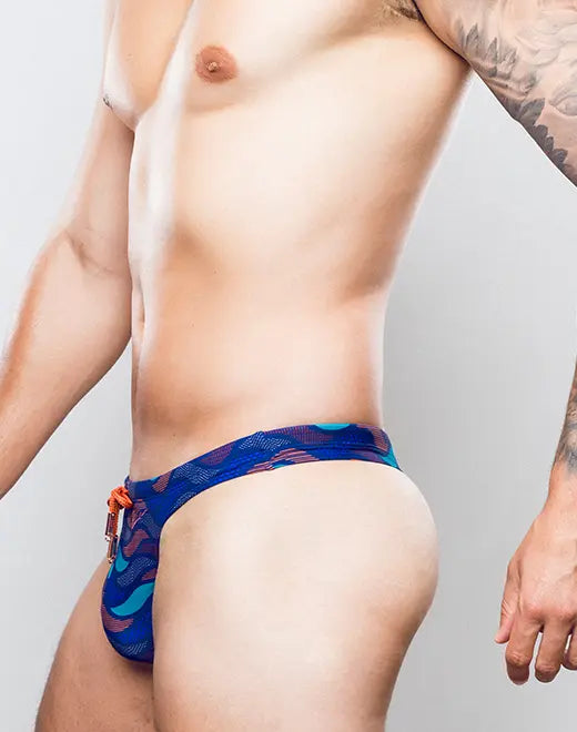 CityBOYZ USA 2Eros Ocean Print Swim Thong V80 showing the stylish swim thong with ocean-themed print and comfortable fit.