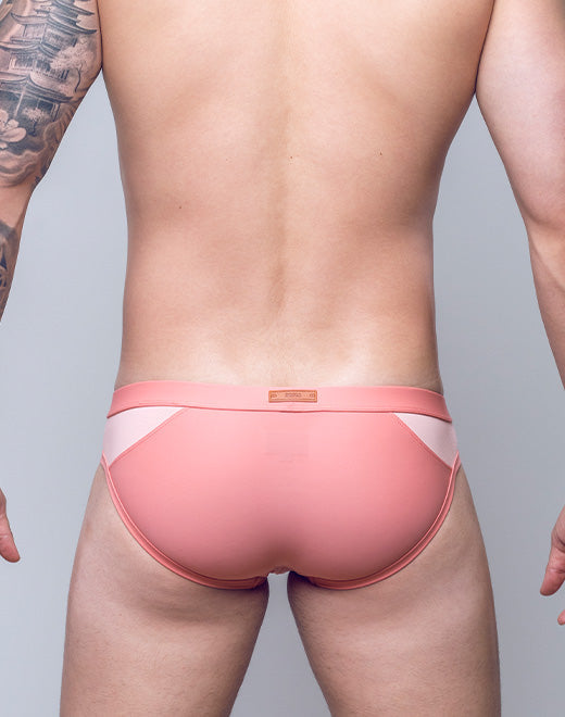 Black CITYBOYZ★USA 2Eros BLK Label No.6 swim brief, sleek men's swimwear with modern design, shown on a model.