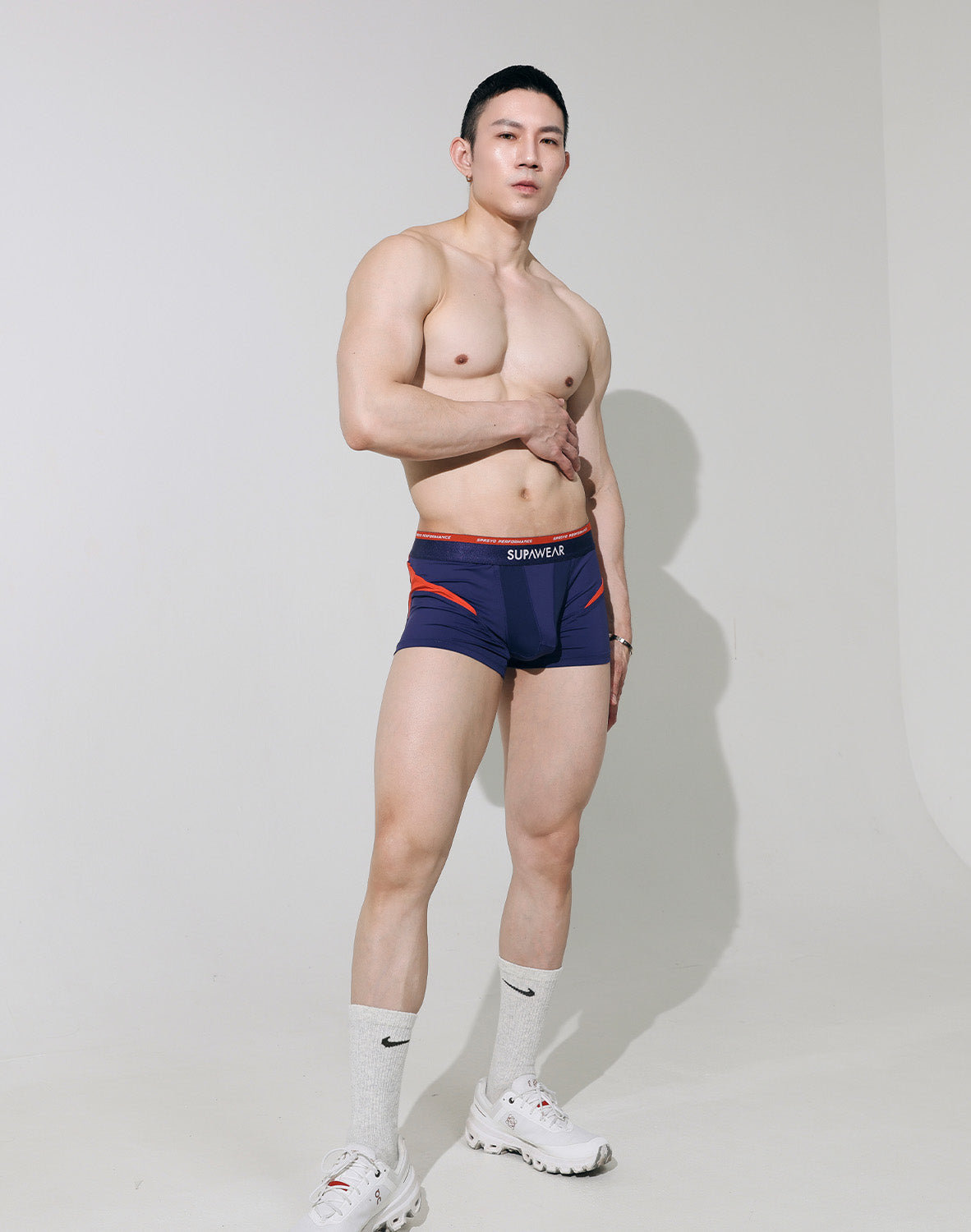 Blue Supawear SPR Verve Trunk underwear from CITYBOYZ USA, showing a close-up of the snug fit and waistband.