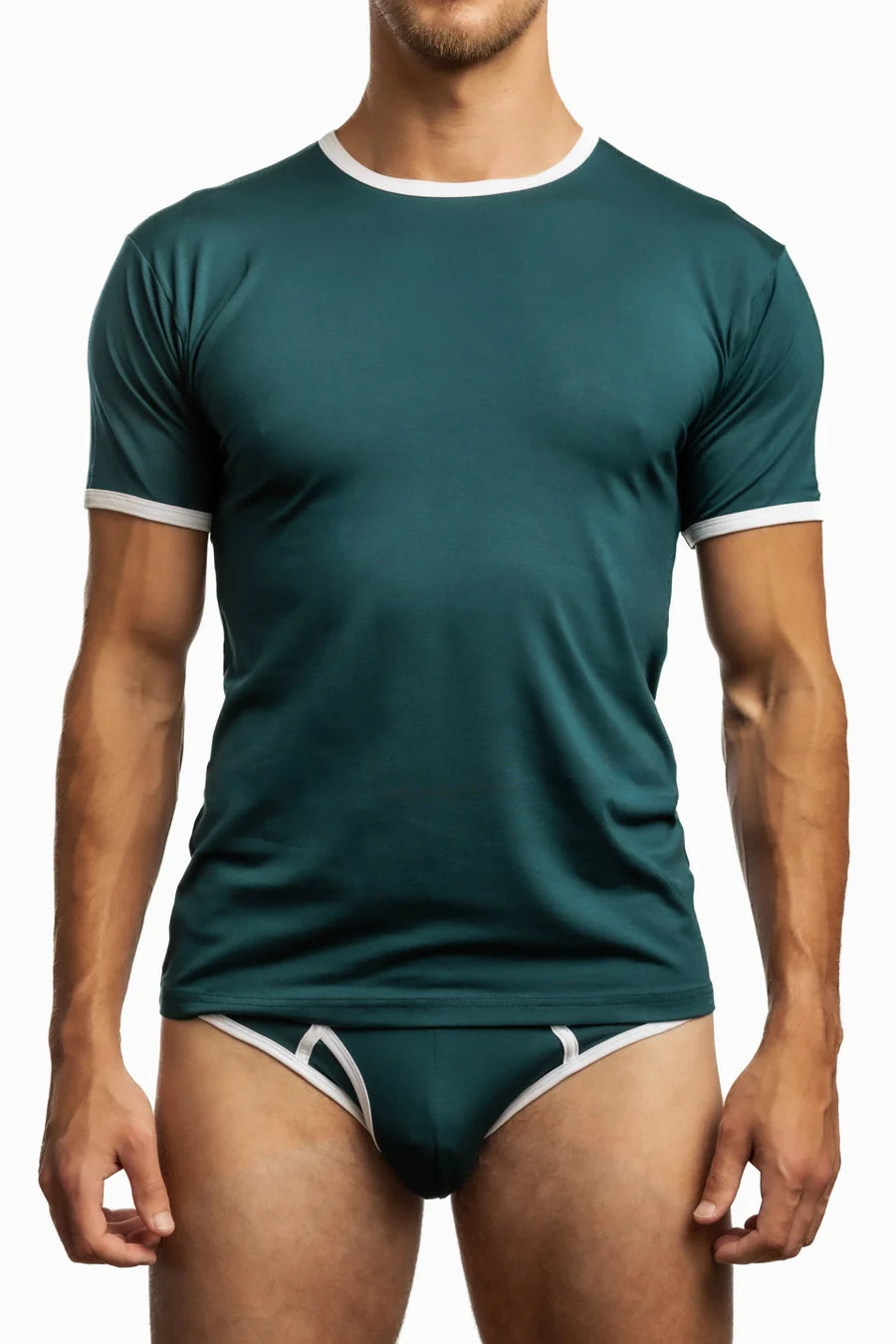 CityBOYZ USA Jack Adams modal ringer short sleeve T shirt with contrasting collar and sleeve trim, casual and comfortable fit.