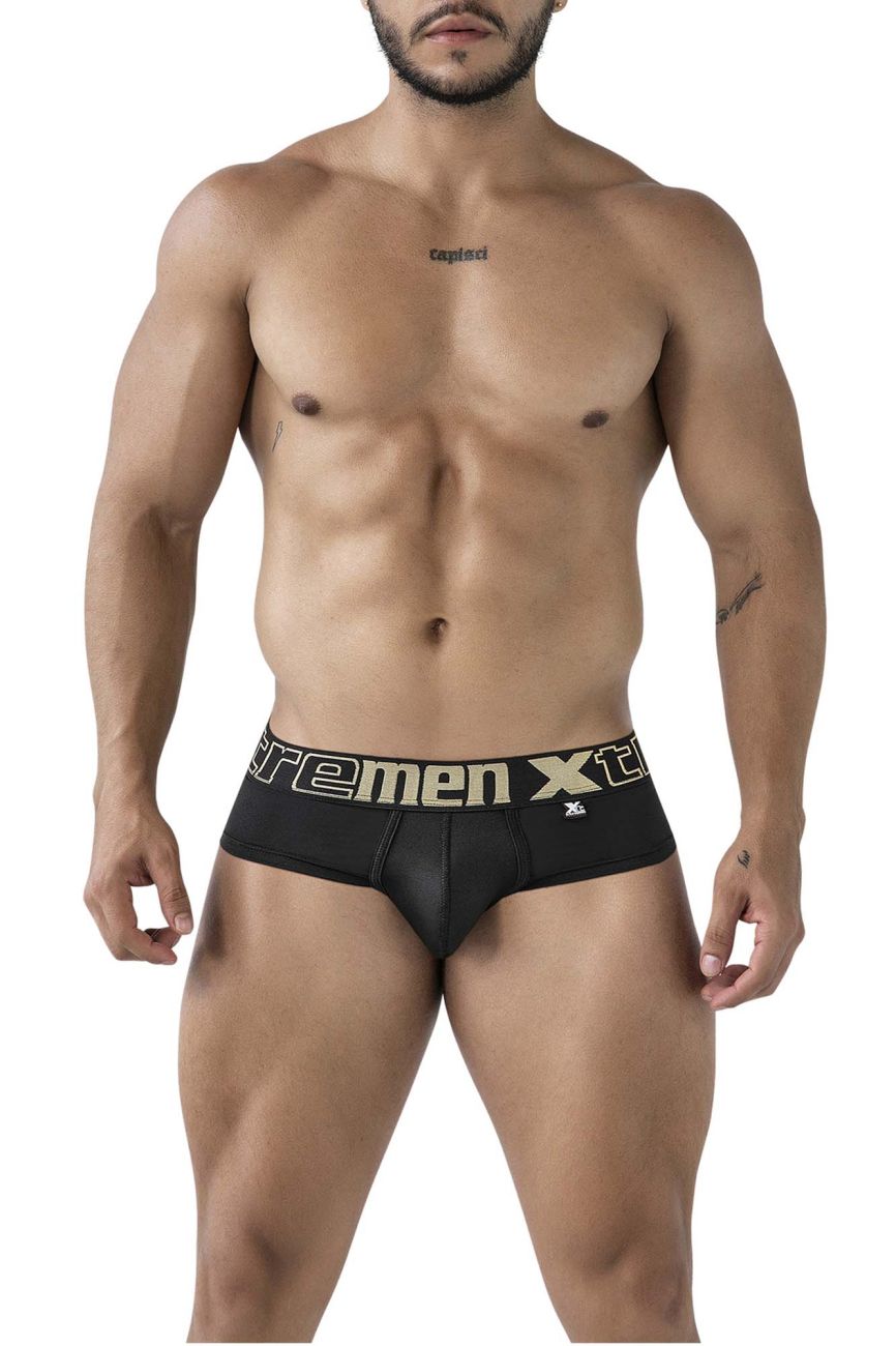 Black Xtremen microfiber brief by CITYBOYZ★USA featuring smooth fabric and comfortable fit, displayed on a white background.