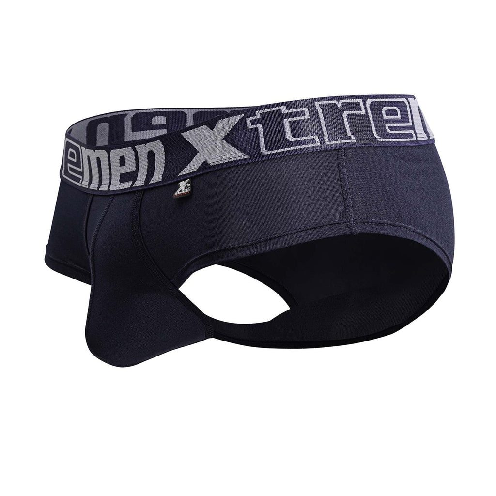 Navy Xtremen microfiber brief by CITYBOYZ USA, showcasing smooth fabric and comfortable fit on a model.
