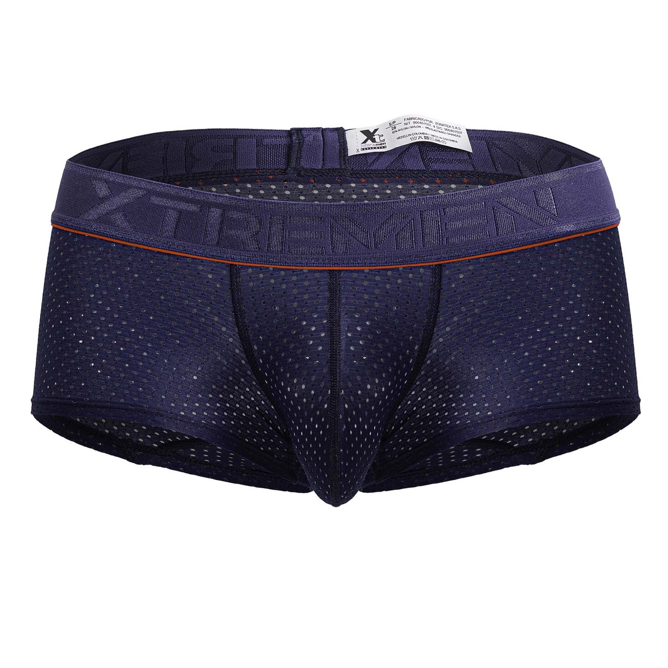 Navy Xtremen microfiber trunk by CITYBOYZ★USA, featuring a close-up of the comfortable, form-fitting men's underwear.