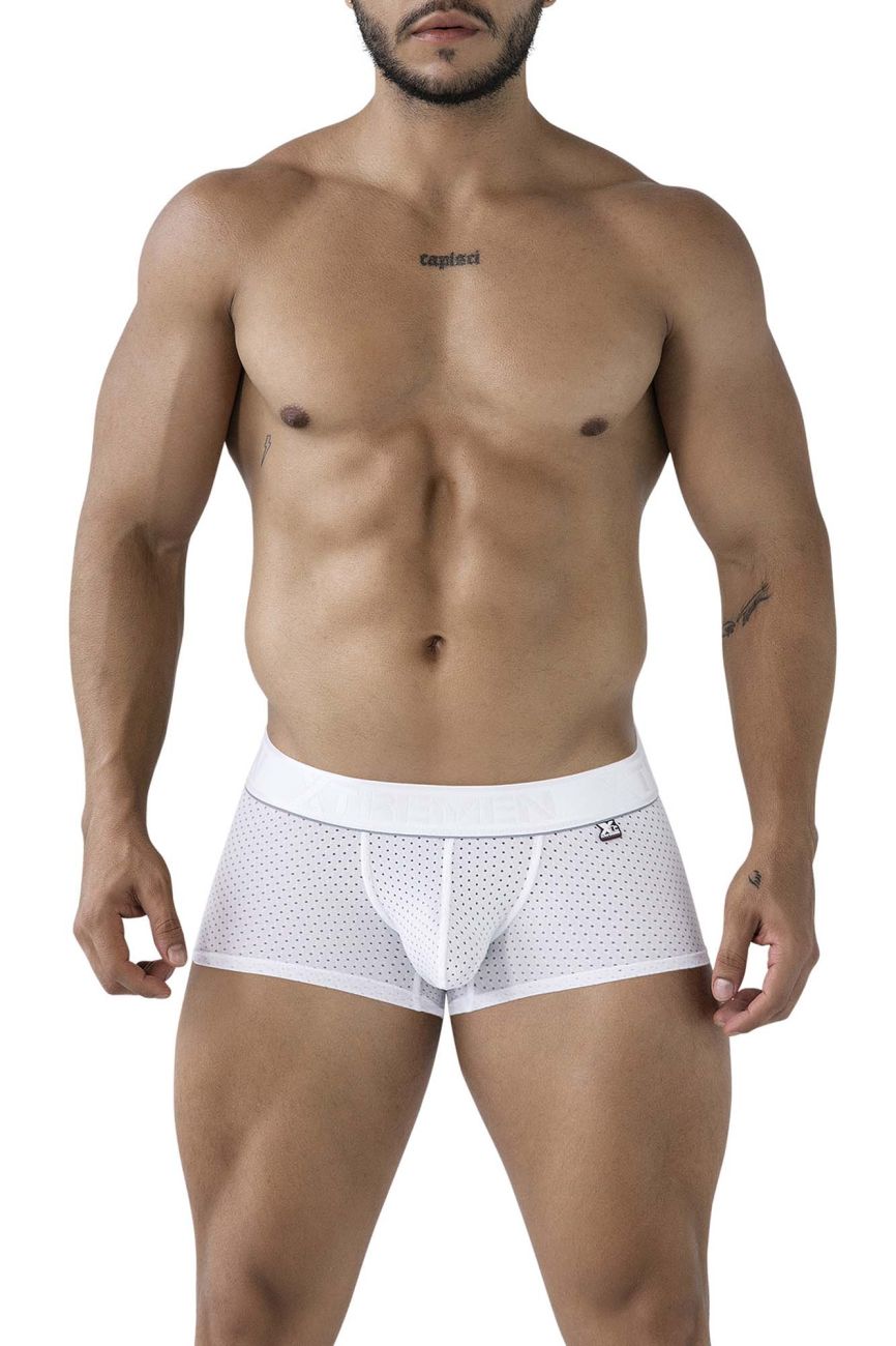 White Xtremen microfiber trunk by CITYBOYZ★USA, showcasing smooth fabric and comfortable fit, front view of the men's underwear.