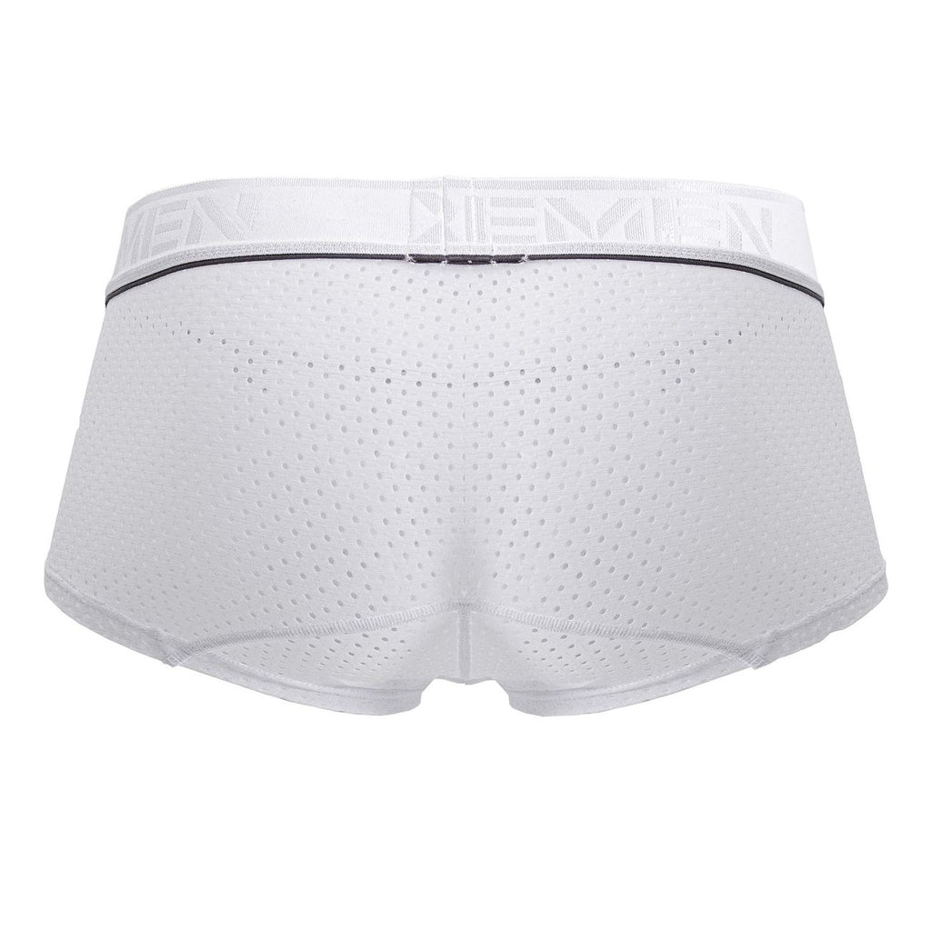 White Xtremen microfiber trunk by CITYBOYZ★USA, showing a close-up of the comfortable, smooth fabric and snug fit design.
