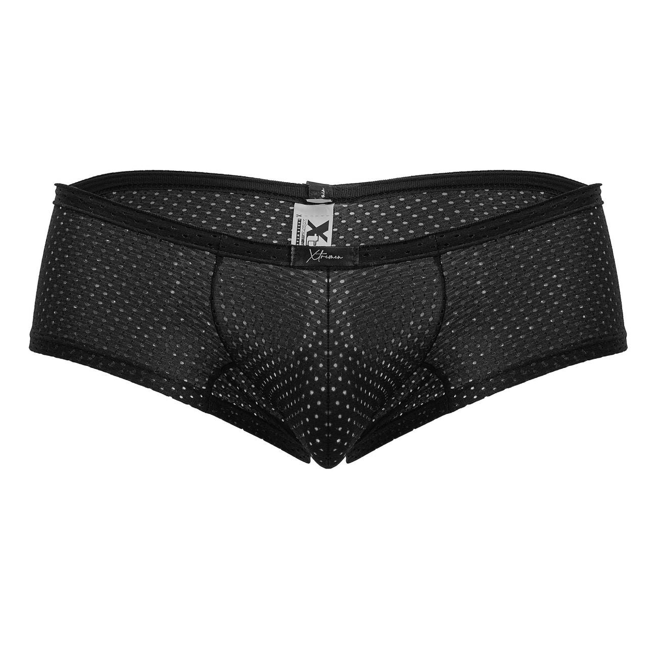 Black Xtremen microfiber trunk by CITYBOYZ★USA, showing a close-up of the snug fit and smooth fabric.