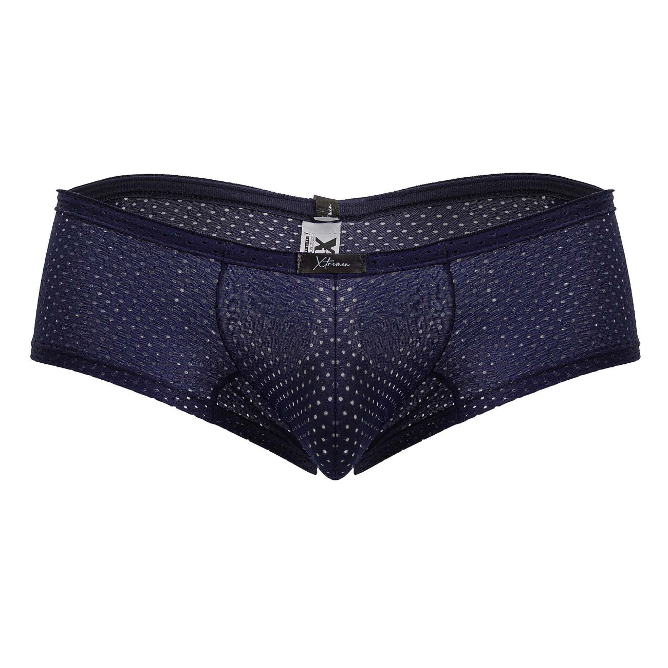 Dark blue Xtremen microfiber trunk by CITYBOYZ★USA, showing a close-up of the snug fit and soft fabric texture.