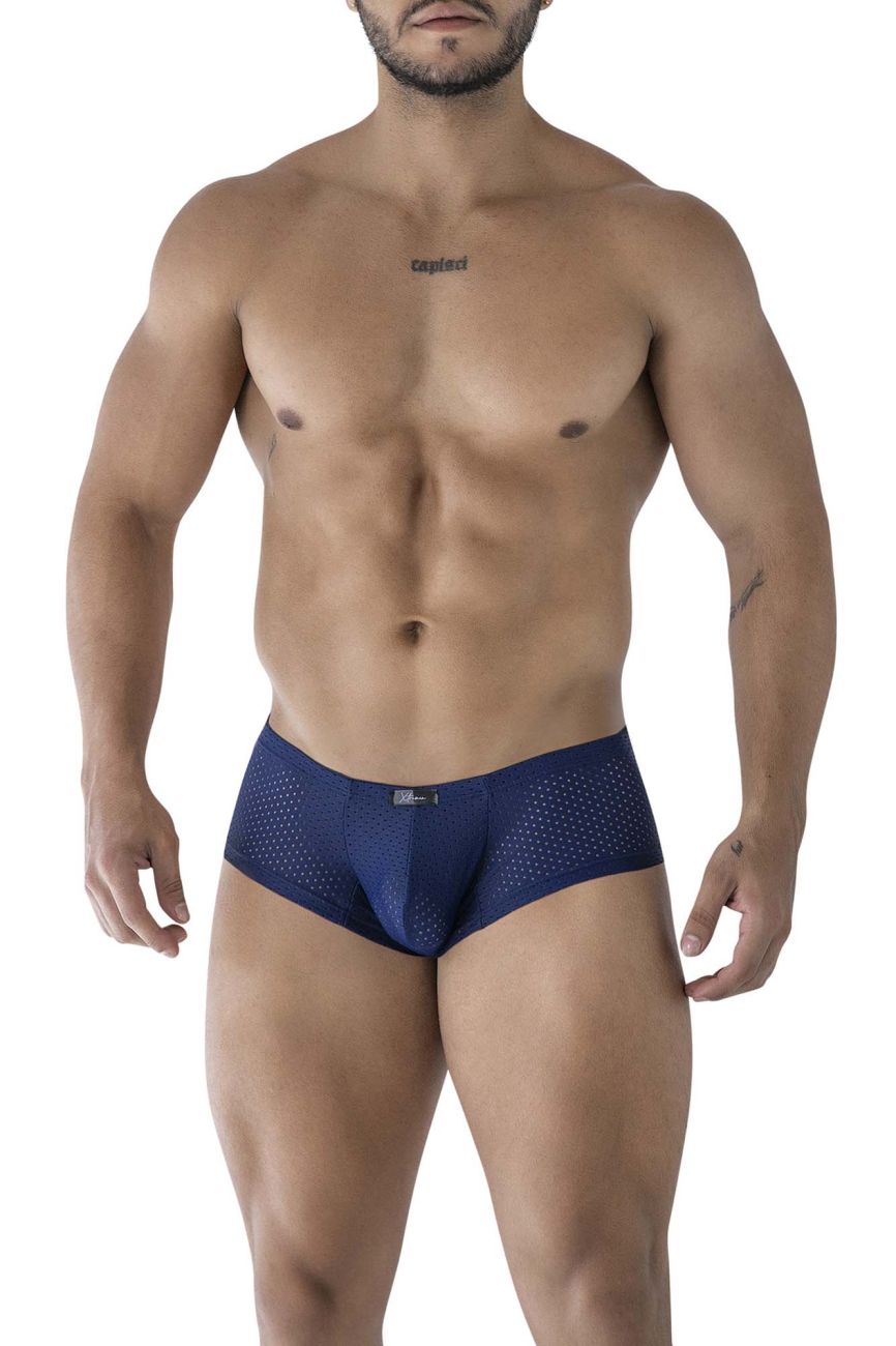 Dark blue Xtremen microfiber trunk by CITYBOYZ USA, showing a close-up of the comfortable, form-fitting men's underwear.