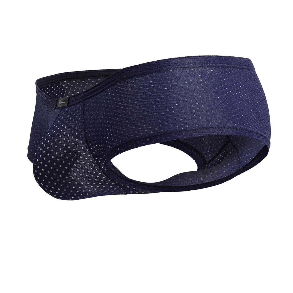 Dark blue Xtremen microfiber trunk by CITYBOYZ★USA with a snug fit and smooth fabric, shown on a model.