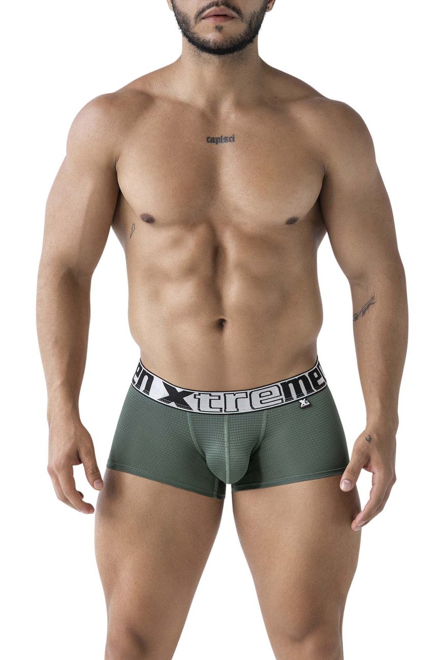 Green Xtremen microfiber trunk by CITYBOYZ★USA, showing a close-up of the fitted men's underwear with a smooth fabric finish.