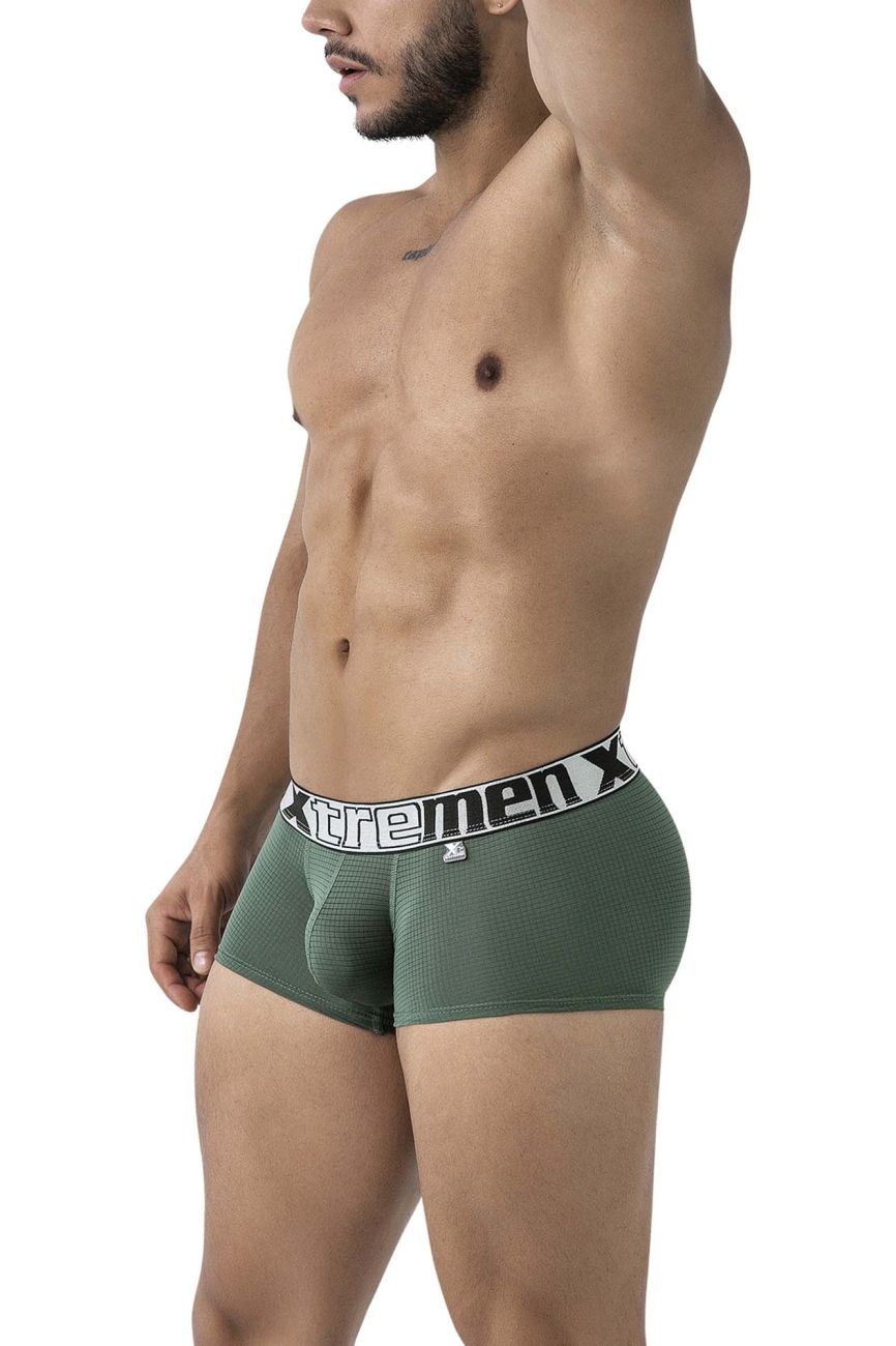 Green Xtremen microfiber trunk by CITYBOYZ USA, featuring a sleek fit and comfortable waistband, displayed on a white background.