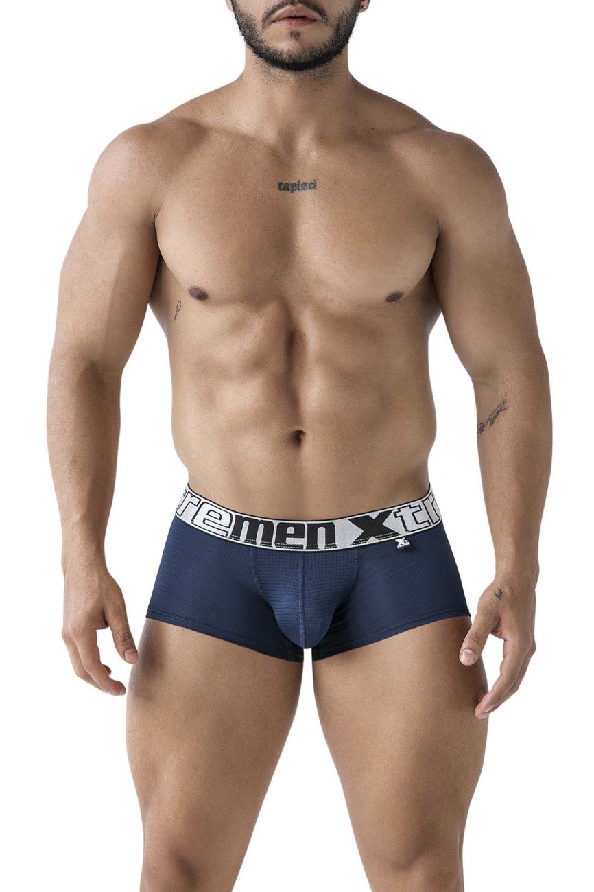 Navy Xtremen microfiber trunk by CITYBOYZ★USA with a comfortable fit, shown laid flat on a white background.