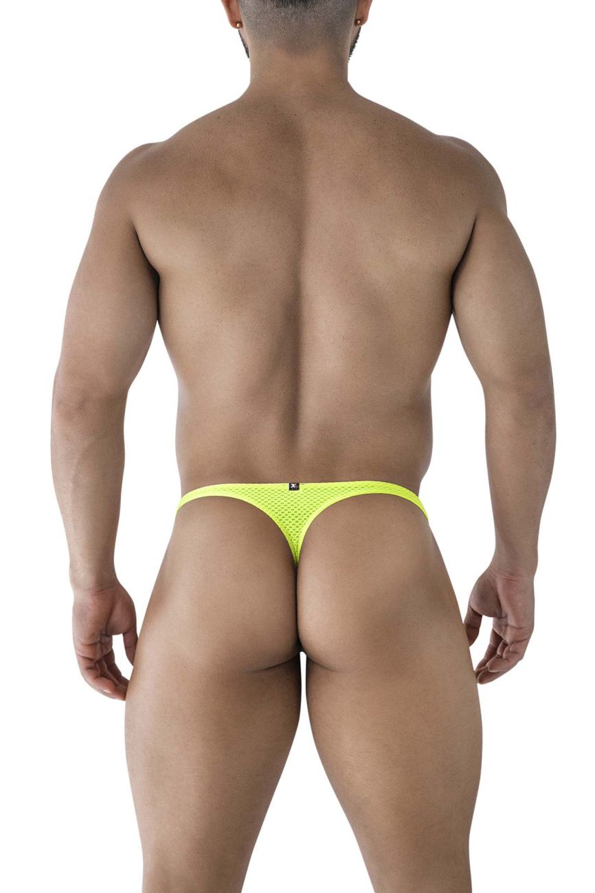 Men's neon green microfiber thong from CITYBOYZ★USA, featuring a sleek design and comfortable fit.