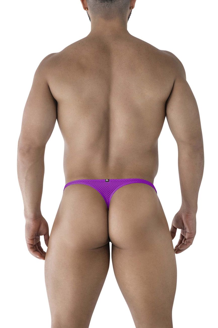 Purple Xtremen Microfiber Thong for men by CITYBOYZ USA, showing the sleek, fitted design and smooth microfiber fabric.