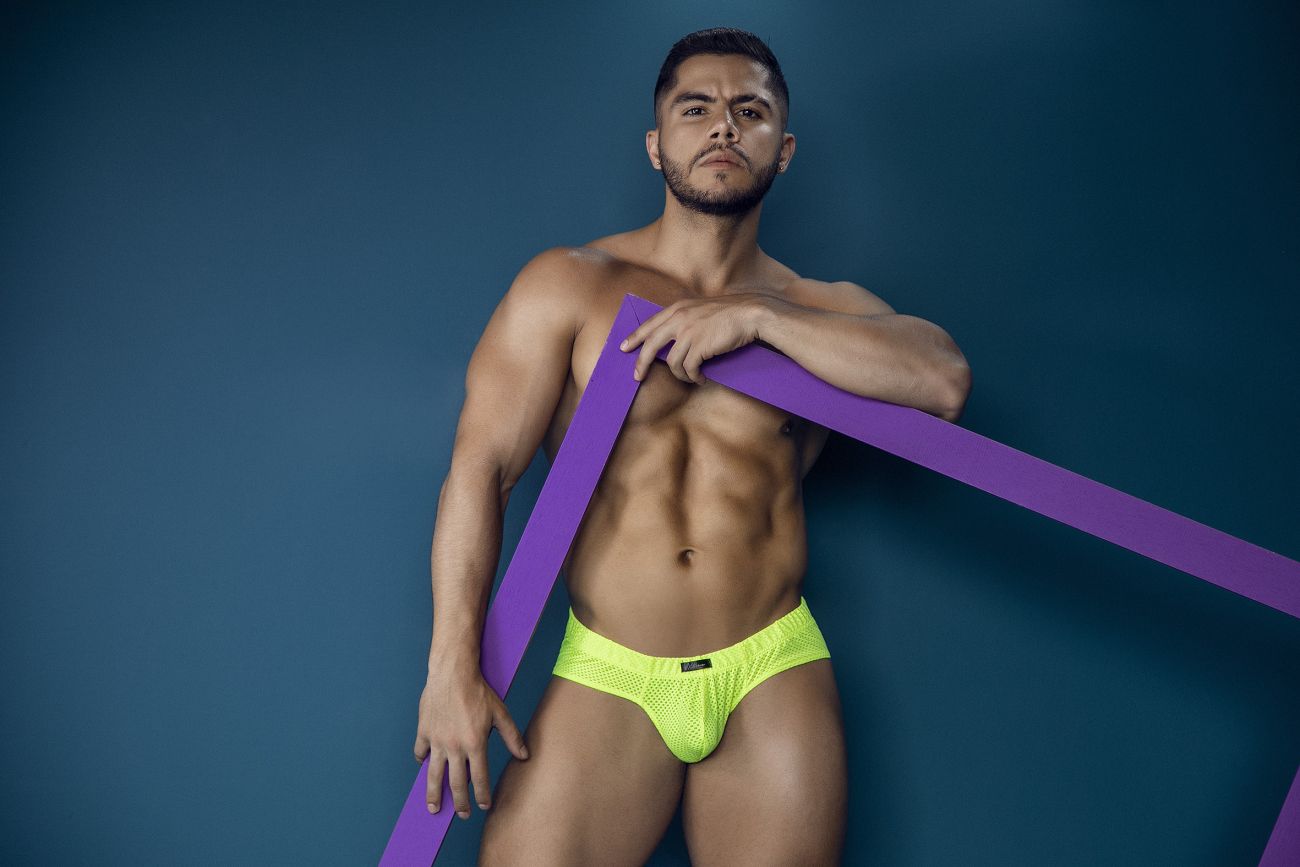 Bright neon green microfiber men's briefs by CITYBOYZ★USA, style Xtremen Microfiber Brief 91227, featuring a snug fit and smooth fabric.