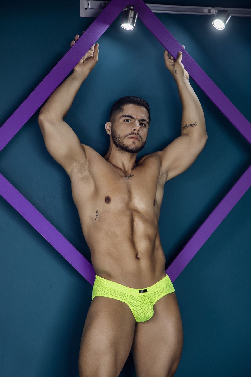 Bright neon green microfiber brief by CITYBOYZ★USA, featuring a snug fit and comfortable waistband.