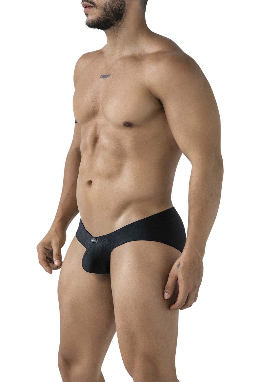 Black Xtremen microfiber brief 91233 by CITYBOYZ★USA, close-up of fitted men's underwear with smooth fabric and elastic waistband.