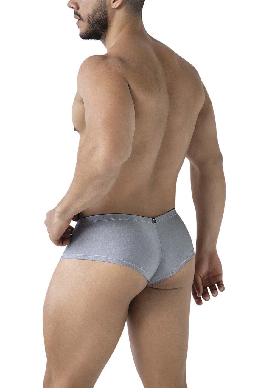 Gray Xtremen microfiber brief by CITYBOYZ★USA, snug fit with smooth fabric and elastic waistband, front view.