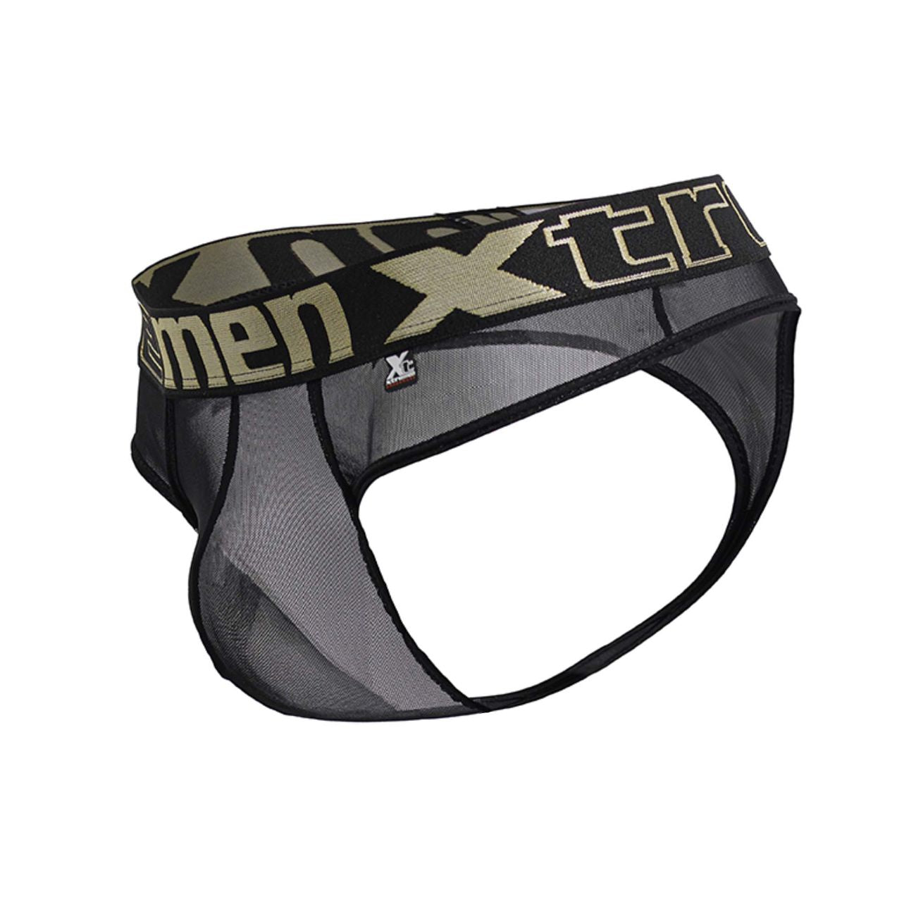 Black Xtremen microfiber thong trunk by CITYBOYZ★USA, close-up view showing smooth fabric and snug fit.