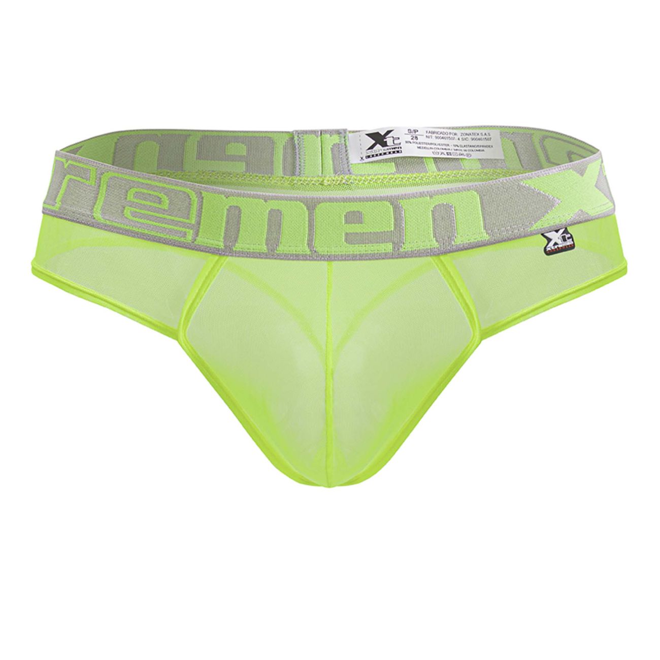 Bright neon green microfiber thong from CITYBOYZ★USA, designed as part of the Xtremen Microfiber Trunk 91235 collection.