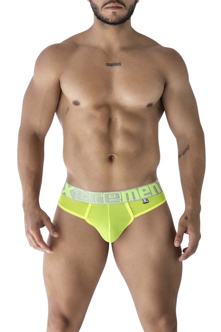 Neon green Xtremen microfiber thong underwear by CITYBOYZ USA, featuring a sleek fit and comfortable design.