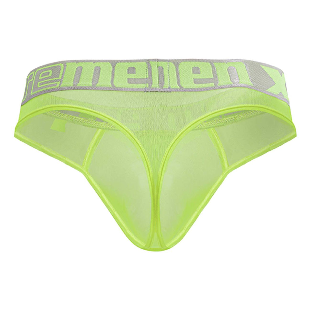 Bright neon green Xtremen microfiber thong from CITYBOYZ★USA, showing the sleek, snug fit and lightweight fabric.