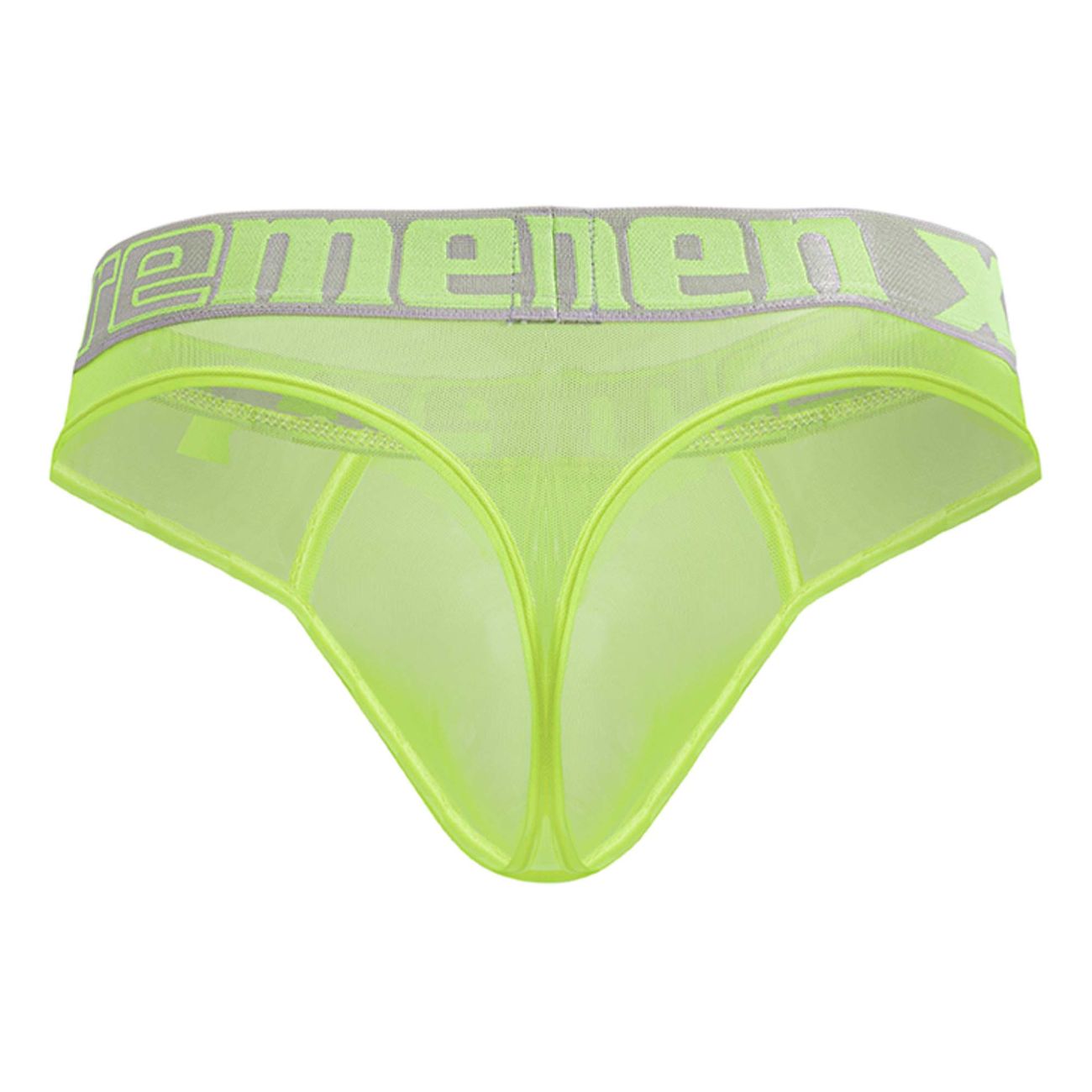 Bright neon green Xtremen microfiber thong from CITYBOYZ★USA, showing the sleek, snug fit and lightweight fabric.