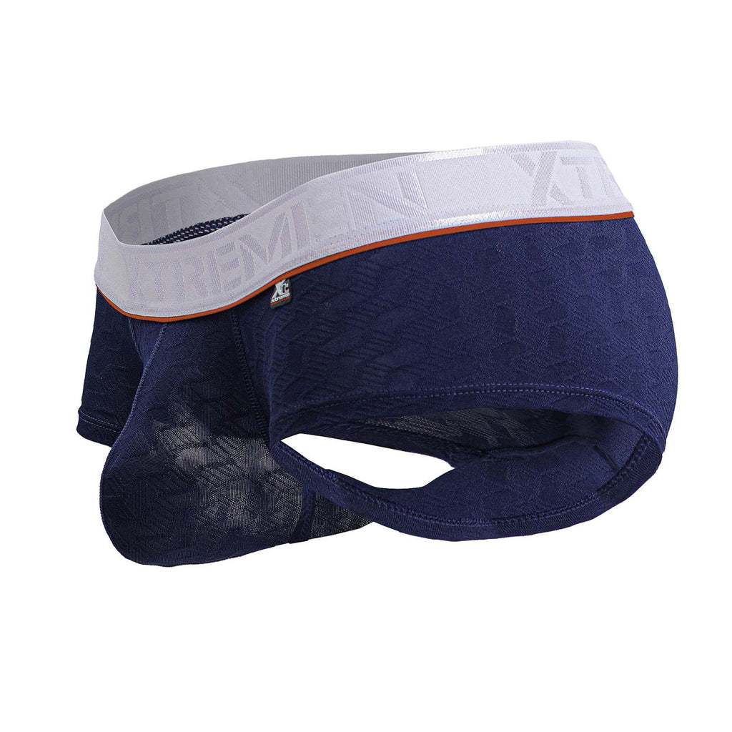 Dark blue Xtremen microfiber trunk by CITYBOYZ★USA, showing the comfortable, fitted waistband and smooth fabric detail.