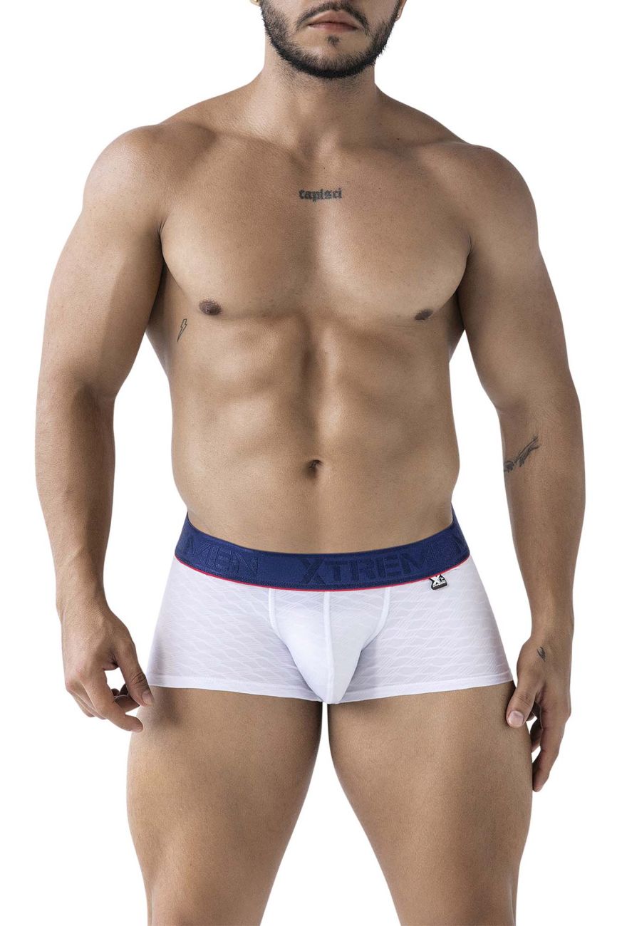 White Xtremen microfiber trunk by CITYBOYZ★USA with smooth fabric and snug fit, displayed on a neutral background.