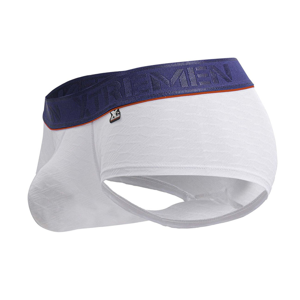 White Xtremen microfiber trunk by CITYBOYZ★USA, shown lying flat with smooth fabric and elastic waistband.