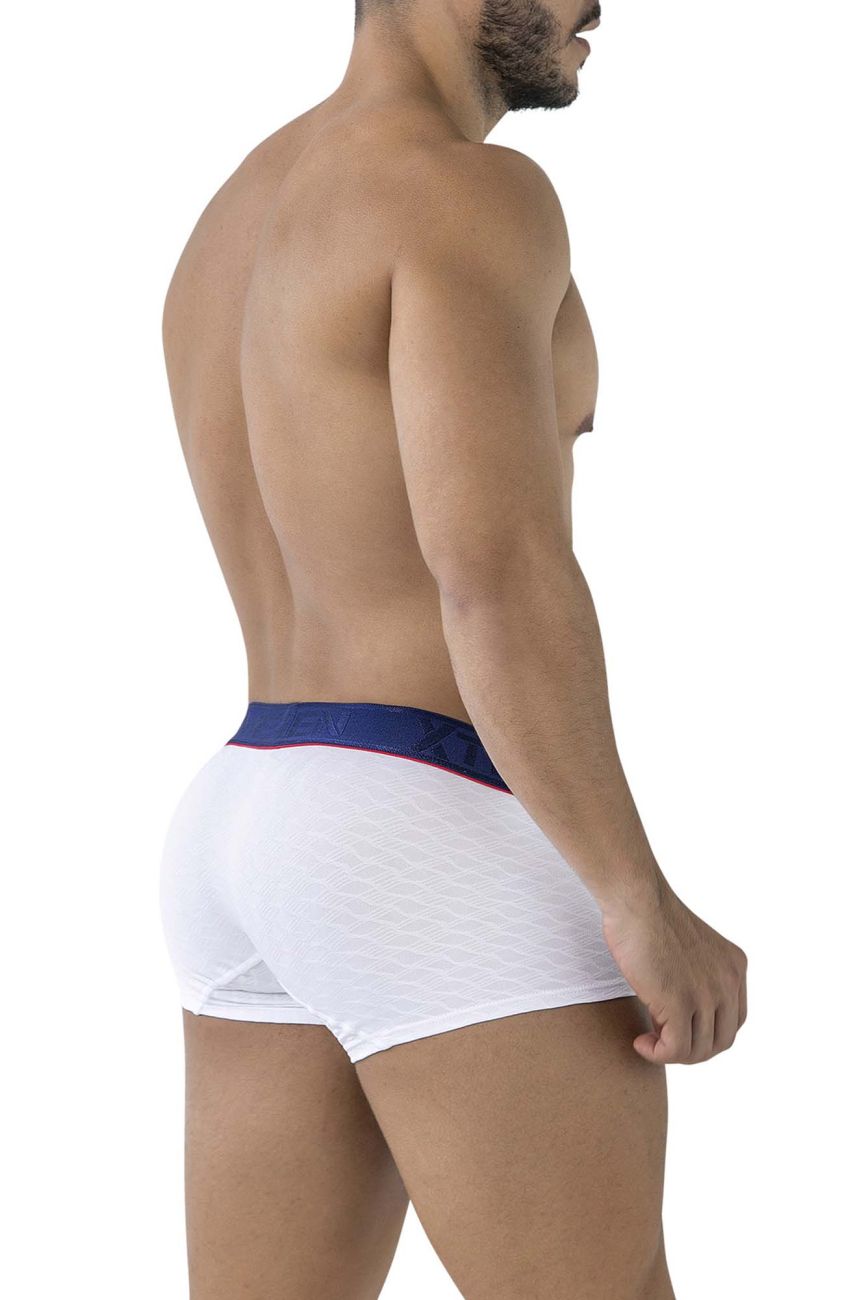 White Xtremen microfiber trunk by CITYBOYZ★USA, featuring comfortable fit and smooth fabric, shown on a neutral background.