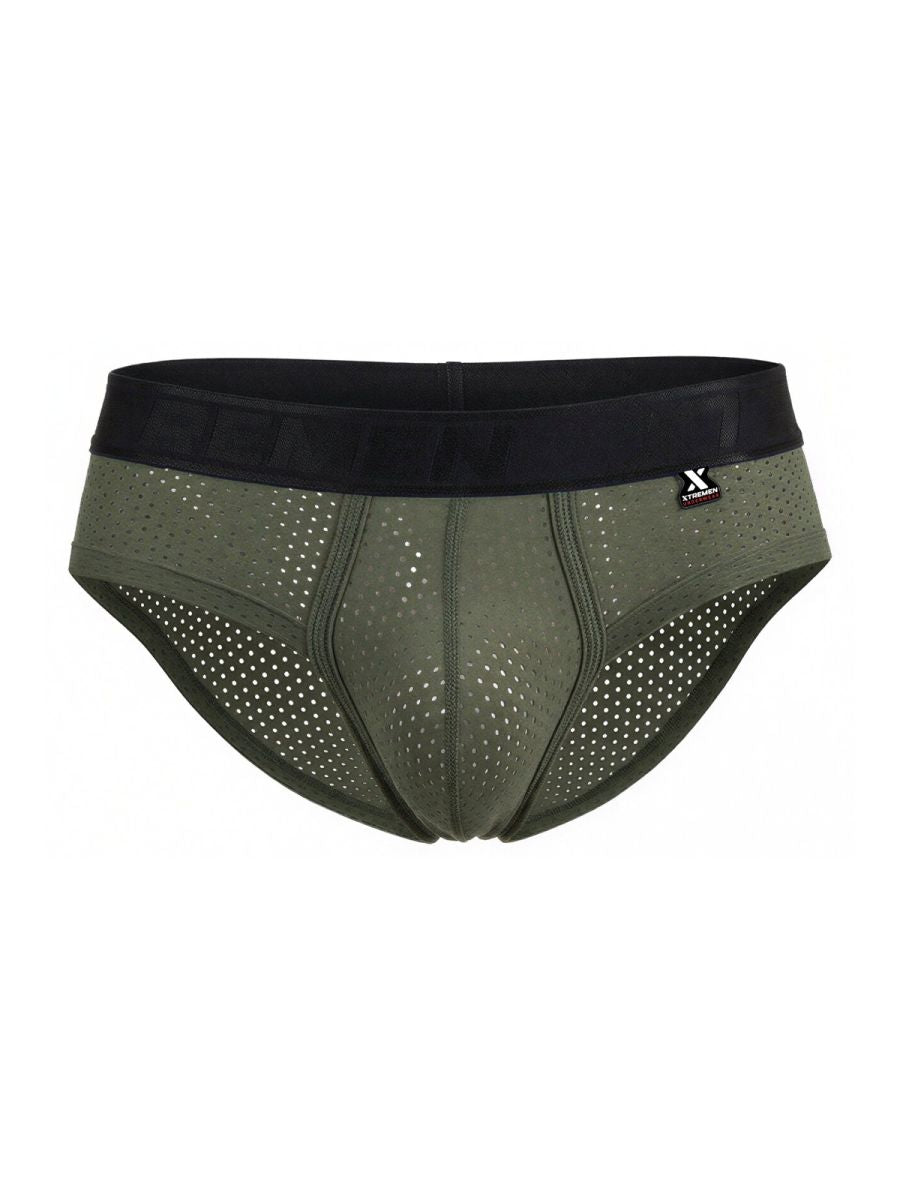 Military green Xtremen microfiber brief by CITYBOYZ★USA, featuring a snug fit and smooth fabric for comfortable everyday wear.