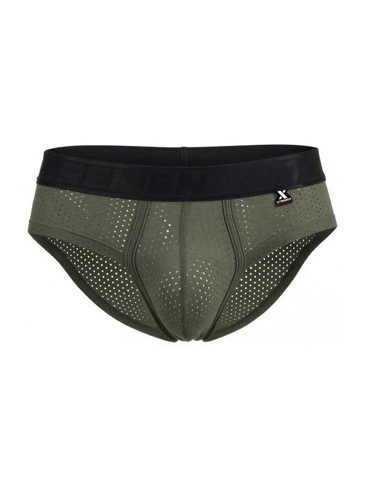 Military green Xtremen microfiber brief by CITYBOYZ USA, featuring a sleek, snug fit and smooth fabric for comfortable wear.