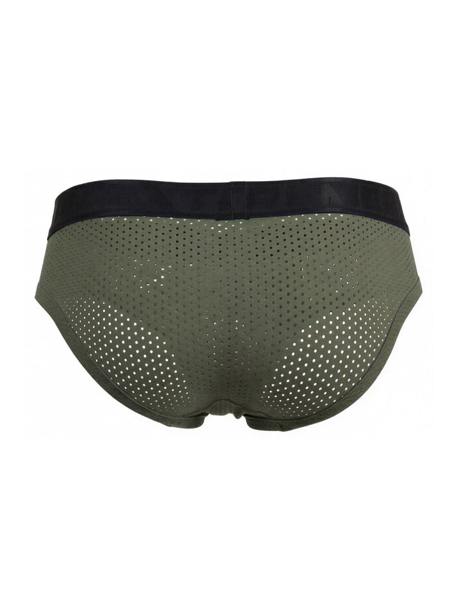Military green Xtremen microfiber brief by CITYBOYZ USA, showing the comfortable fit and smooth fabric design.