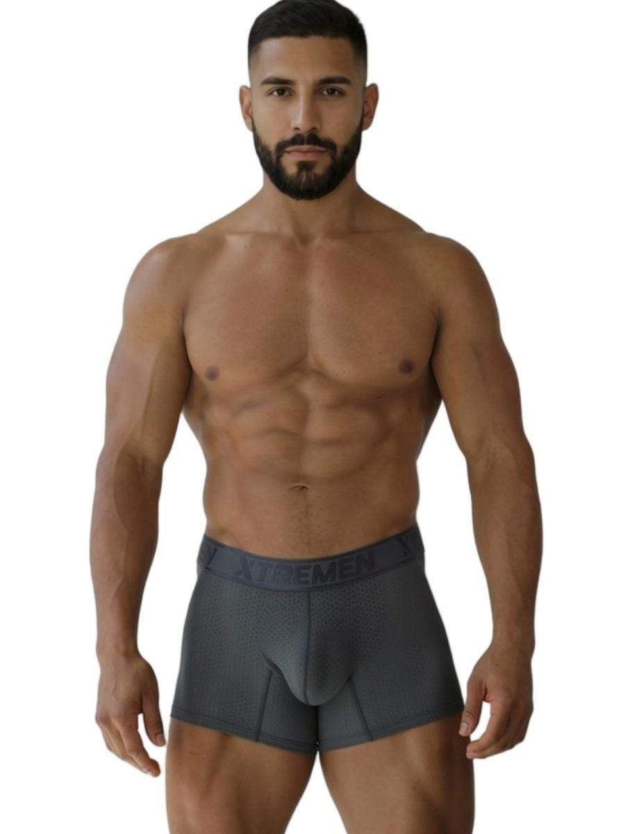 Gray Xtremen microfiber mesh boxer brief by CITYBOYZ★USA, showing the comfortable fitted design and breathable fabric.