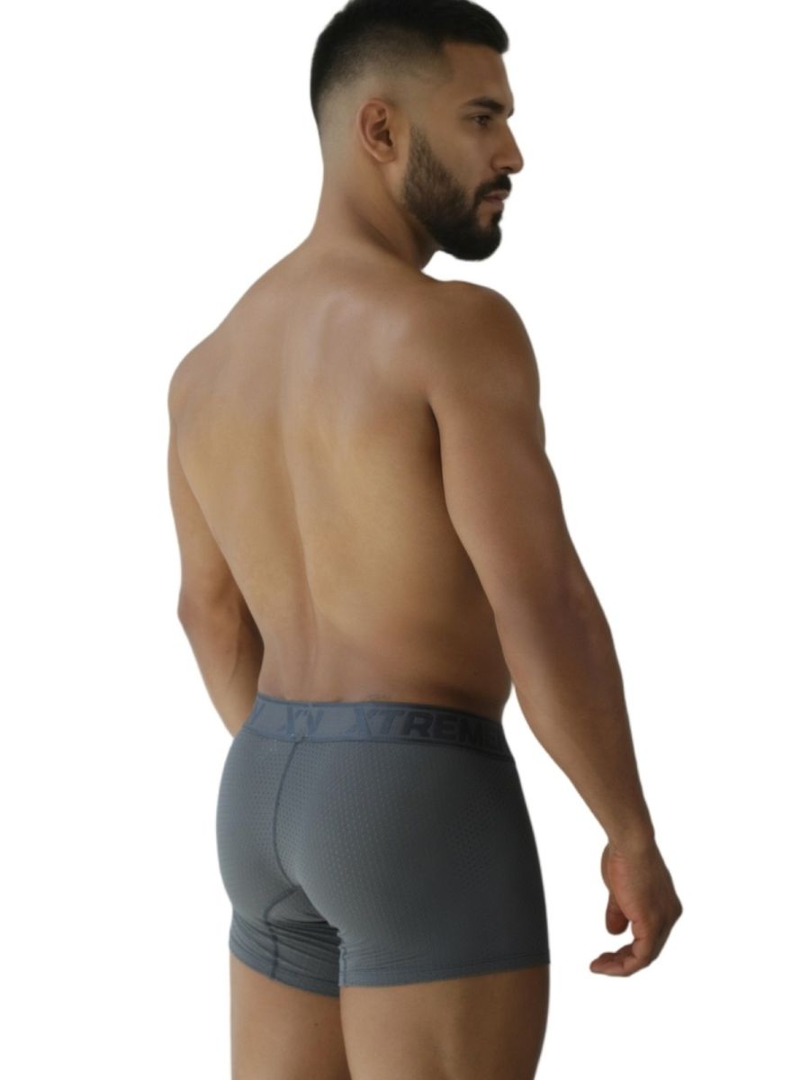 Gray Xtremen microfiber mesh boxer brief by CITYBOYZ★USA, featuring a snug fit and breathable fabric.