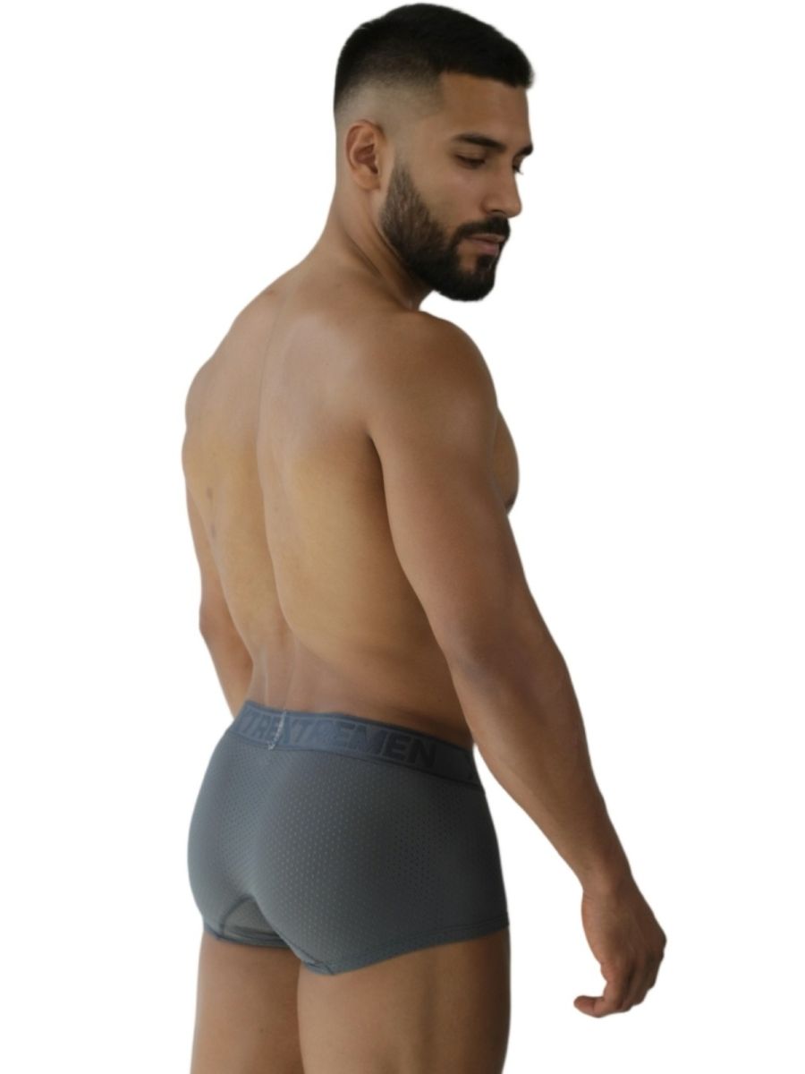 Gray Xtremen microfiber mesh trunk by CITYBOYZ★USA, showing close-up of breathable fabric and snug fit.