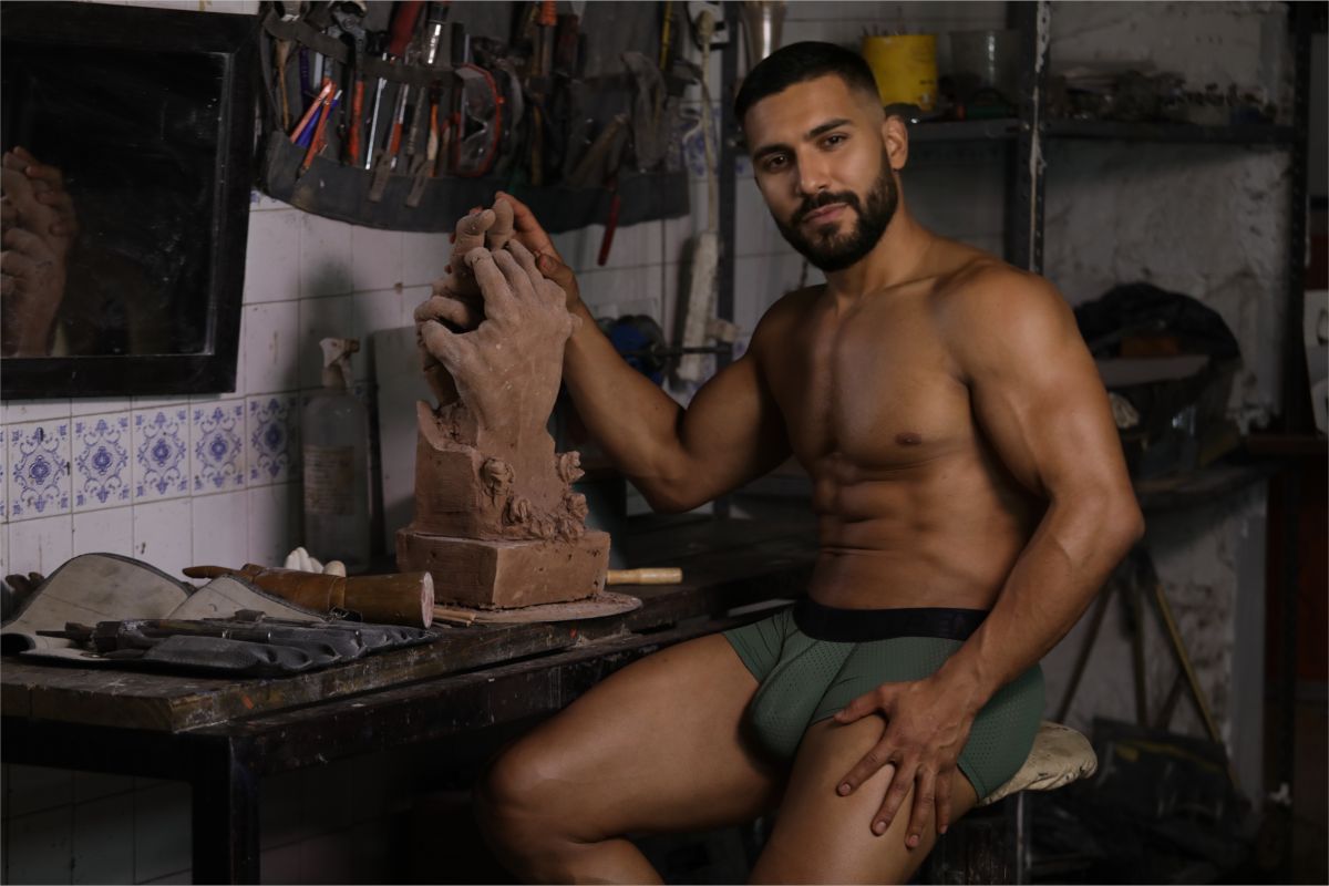 Military green Xtremen microfiber mesh trunk by CITYBOYZ★USA, showing snug fit and breathable fabric detail.