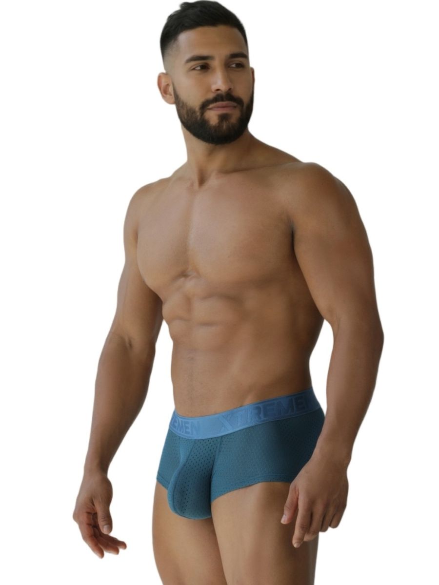CityBOYZ USA Xtremen microfiber mesh trunk in petrol color, showcasing comfortable and breathable men's underwear with brief-style fit.