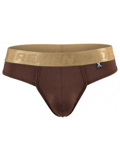 CITYBOYZ★USA Xtremen Microfiber Thong in chocolate color, showcasing a sleek, comfortable men's underwear design.