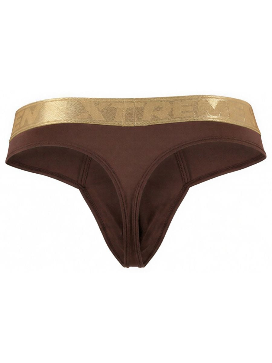 Chocolate brown Xtremen microfiber thong by CITYBOYZ★USA, featuring sleek, minimal design and comfortable fit.