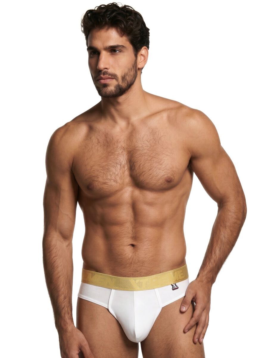 White Xtremen microfiber thong by CITYBOYZ★USA featuring sleek, minimal design with smooth fabric and narrow waistband.