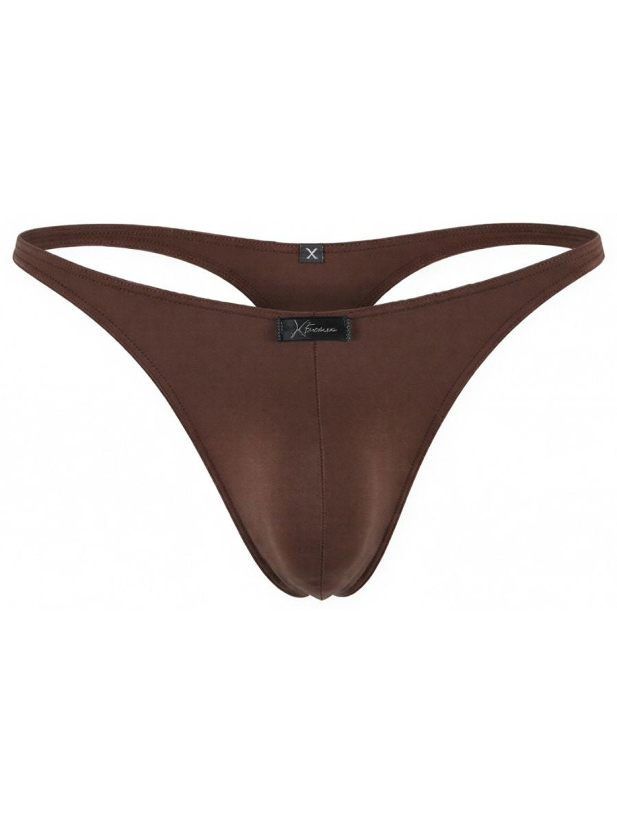 Chocolate Xtremen microfiber thong by CITYBOYZ USA showing smooth fabric and minimal design for comfort and style.