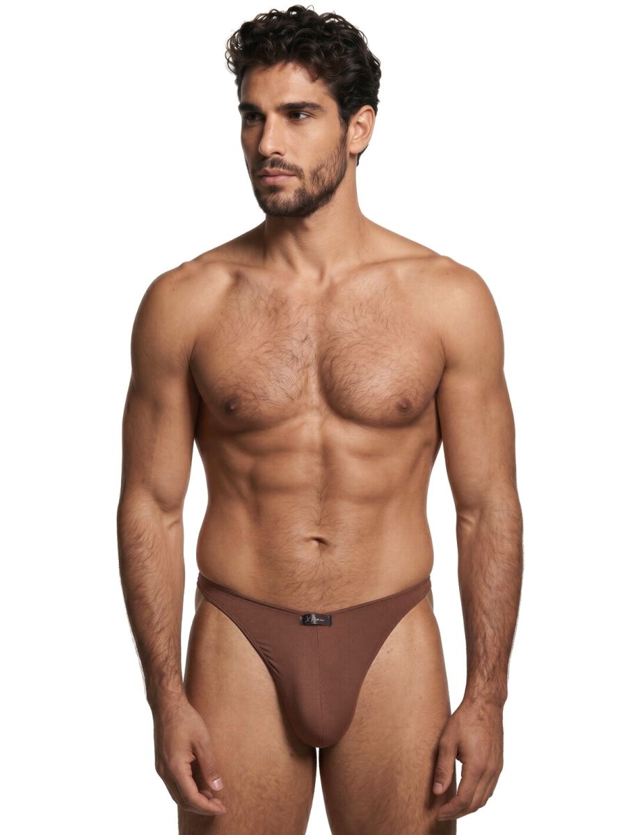 Chocolate Xtremen microfiber thong by CITYBOYZ USA, featuring sleek design and comfortable fit for everyday wear.