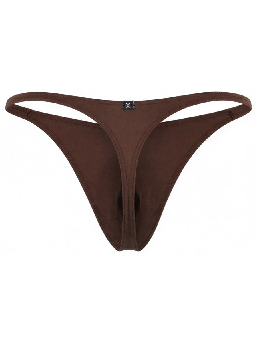 Chocolate Xtremen microfiber thong by CITYBOYZ USA featuring sleek design and comfortable fit, displayed on a neutral background.