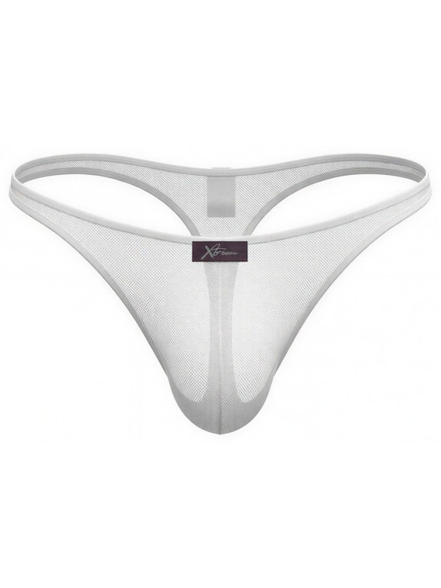 White Xtremen Microfiber Thong 91254 by CITYBOYZ★USA, showcasing smooth microfiber fabric and minimal design on a flat surface.