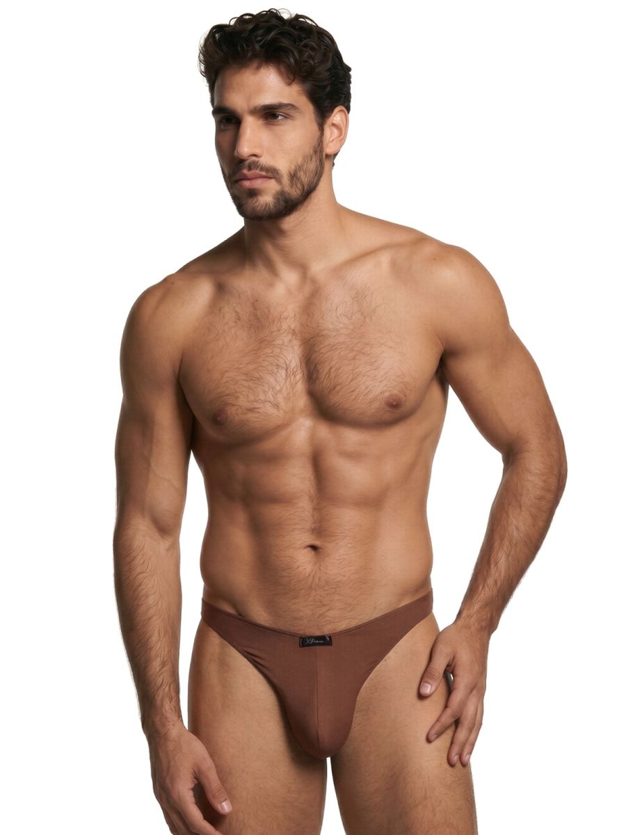 Chocolate Xtremen microfiber bikini underwear by CITYBOYZ USA, showing a close-up of the fitted bikini cut and smooth fabric.