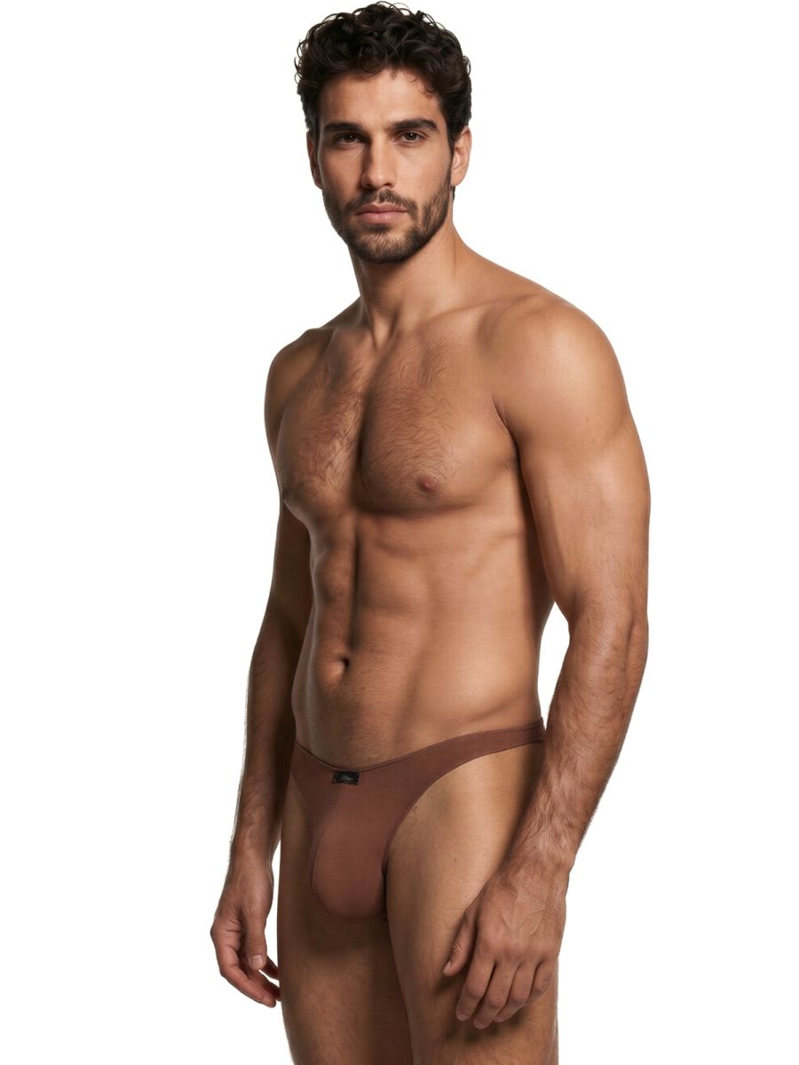 Chocolate Xtremen Microfiber Bikini Underwear by CITYBOYZ★USA displayed on a model, showcasing smooth microfiber fabric and bikini style.