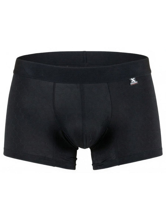 Black Xtremen microfiber boxer brief by CITYBOYZ★USA, shown flat with waistband and smooth fabric texture.