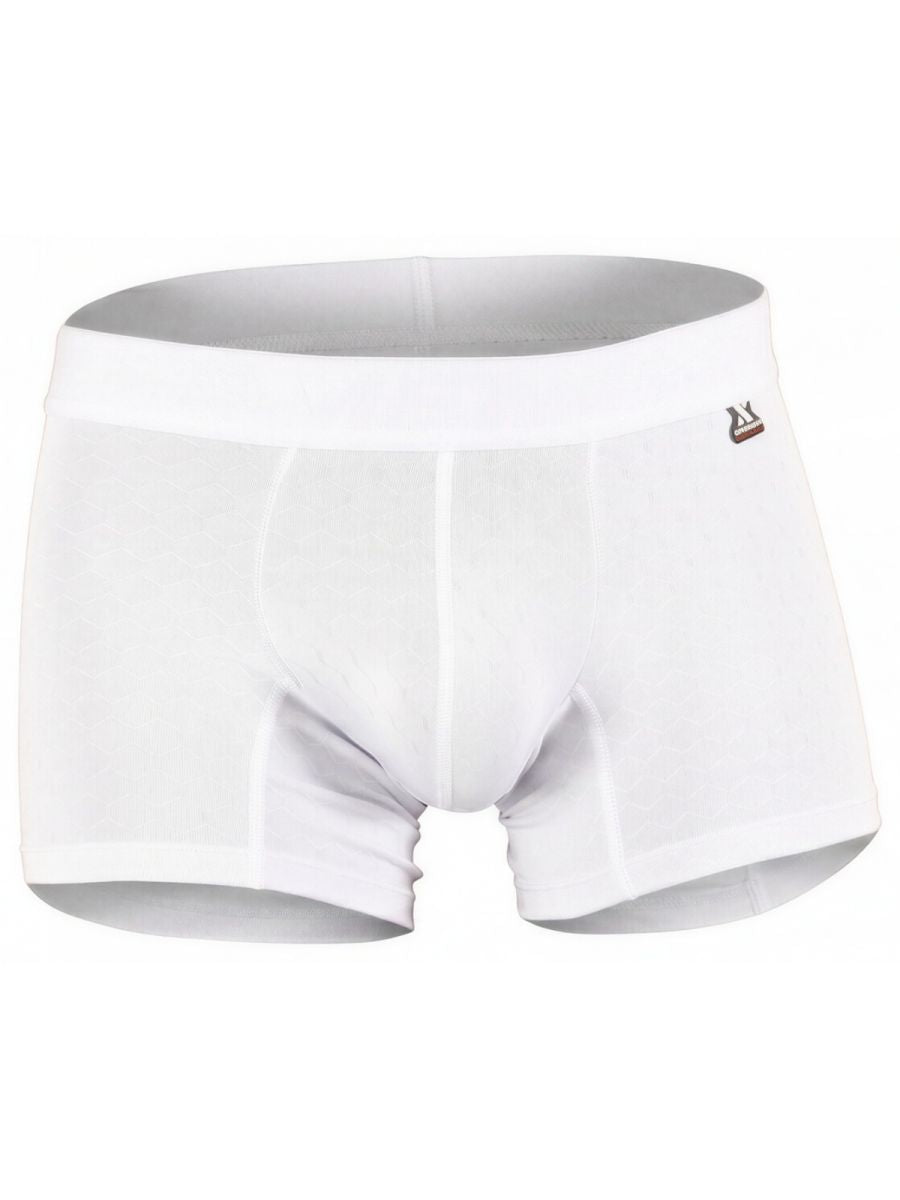 White Xtremen microfiber boxer brief by CITYBOYZ★USA, featuring a snug fit and smooth fabric for ultimate comfort.